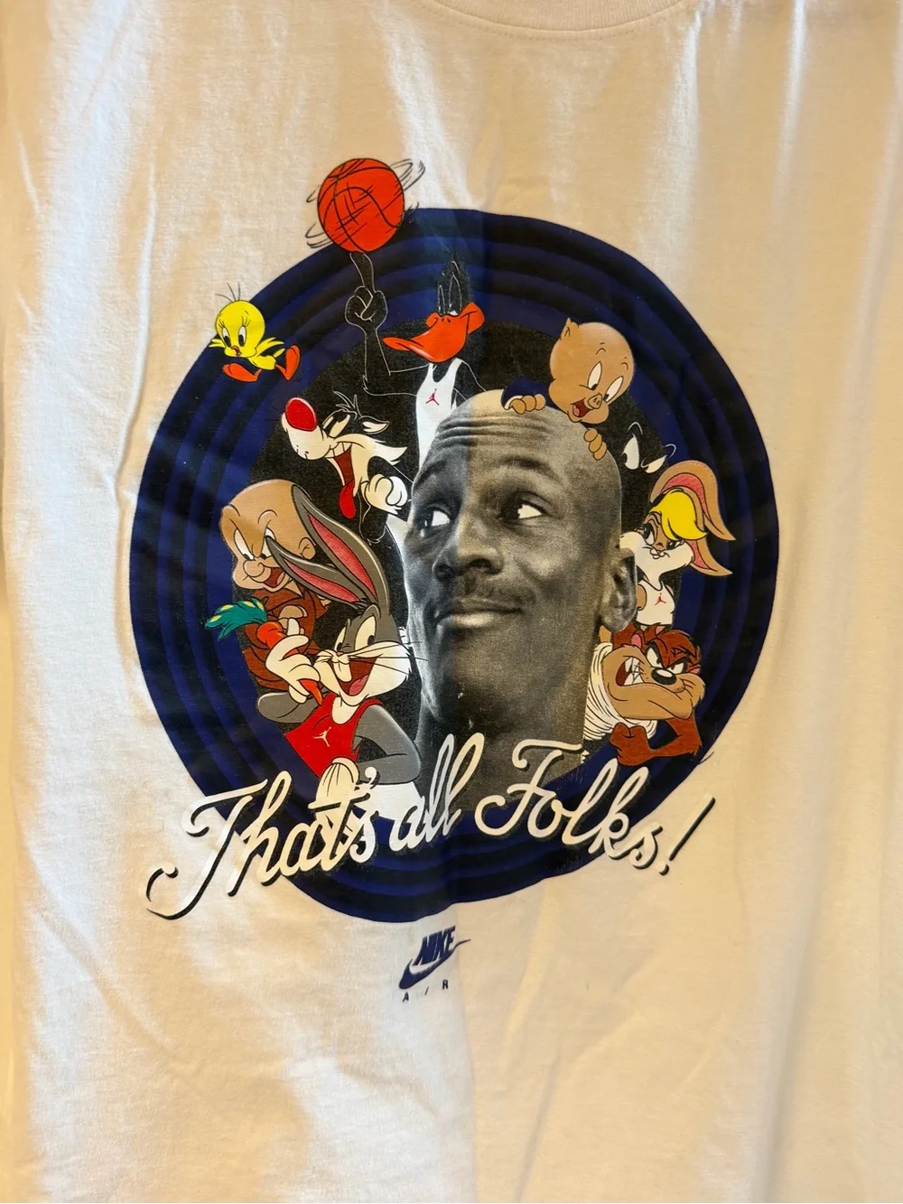 Nike Air Jordan Space Jam 20th Anniversary T-Shirt Men’s S Looney Tunes White